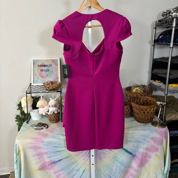 GUESS LA size 6 (small) Elegant Magenta Wrap Dress new 🆕 scuba bandage cap - Picture 8 of 10